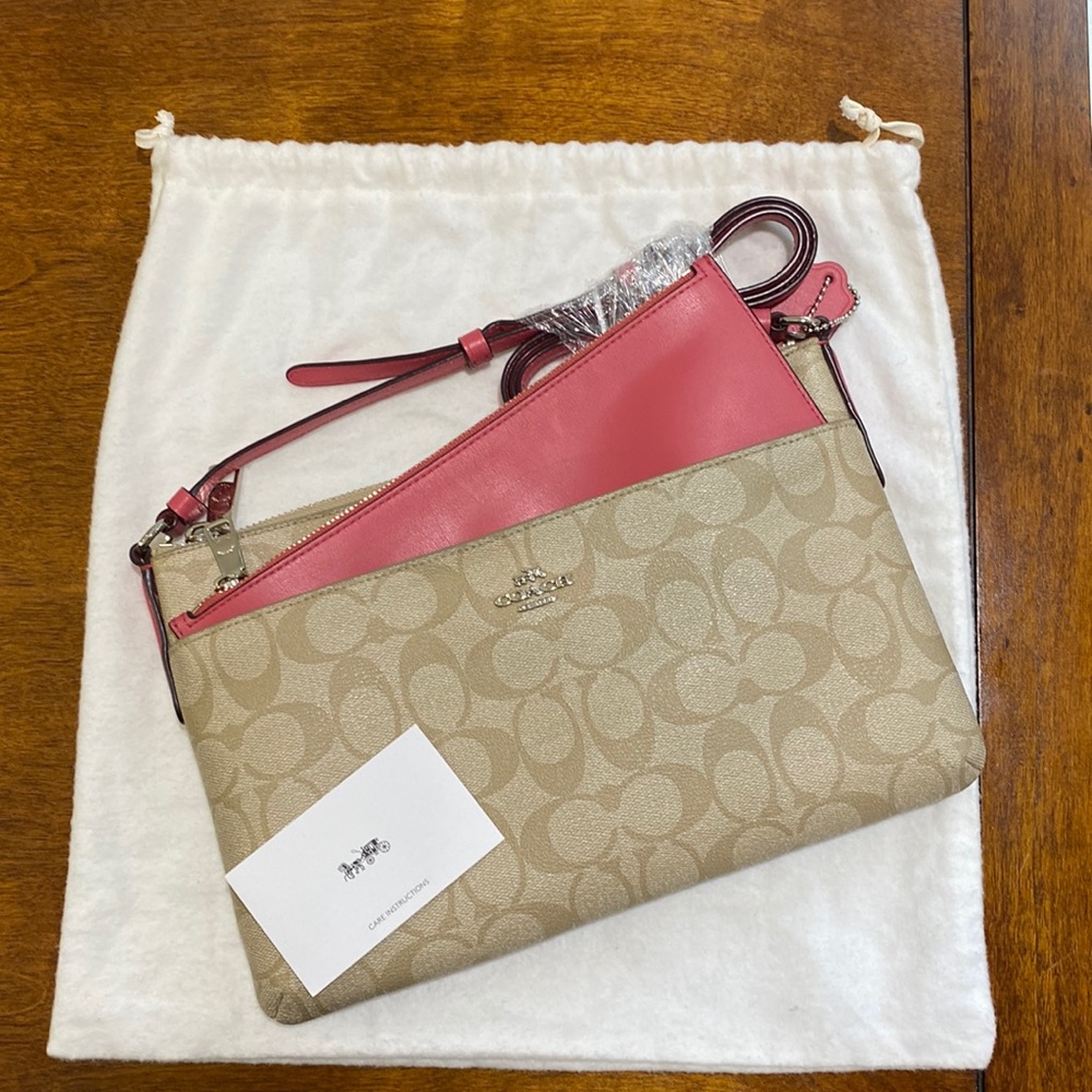 COACH East/West Pink Signature Pop Crossbody
